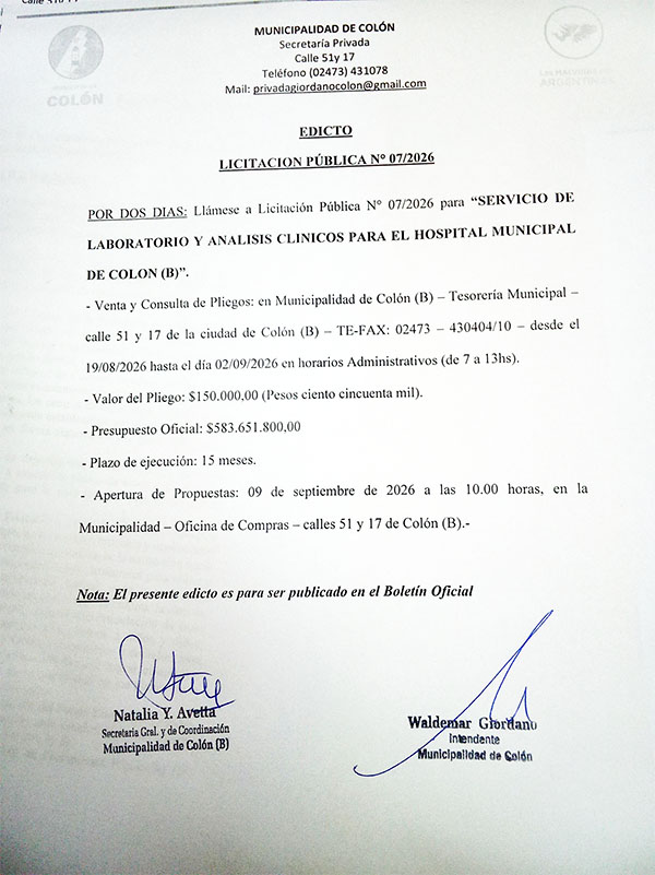 Municipio de Colon PBA